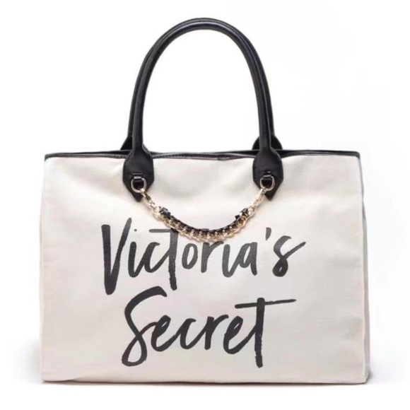 Victoria's Secret Handbags - Victoria's Secret Black and White Canvas Tote